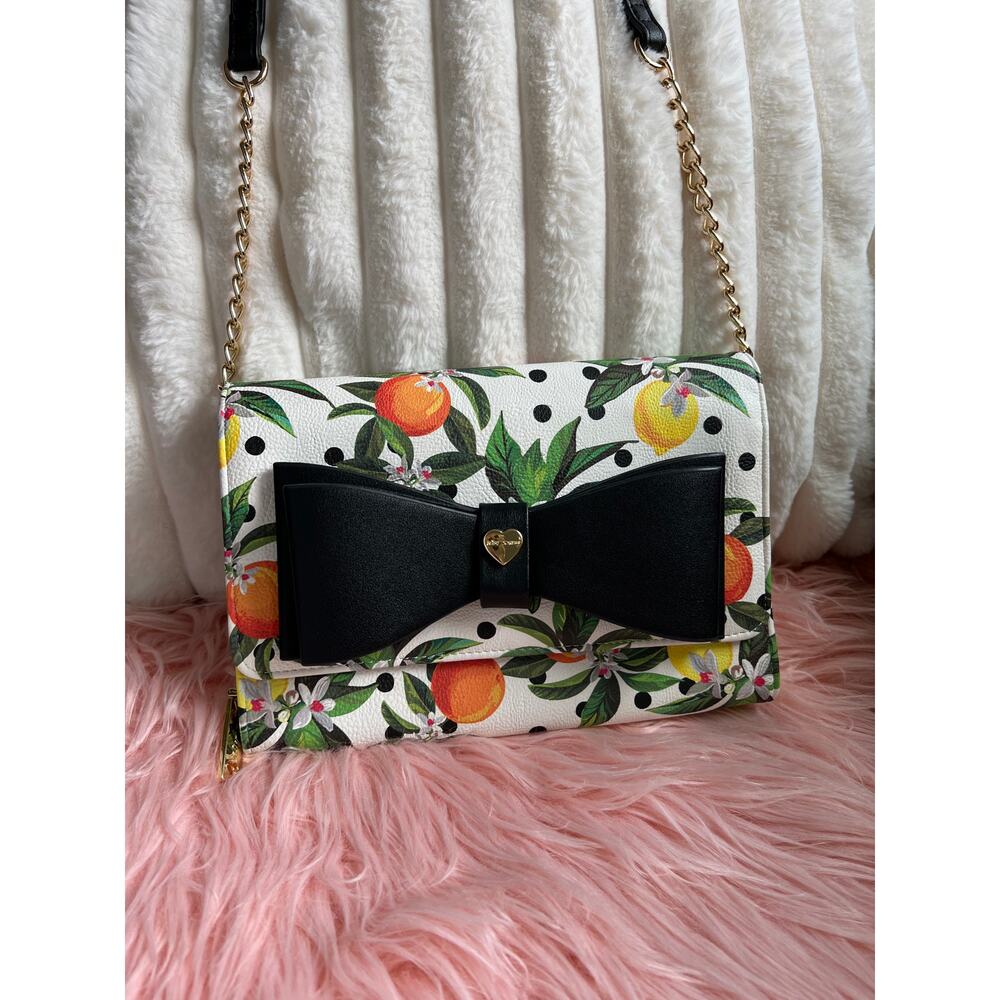 Betsey Johnson Crossbody Bow Lemon Orange Fruit